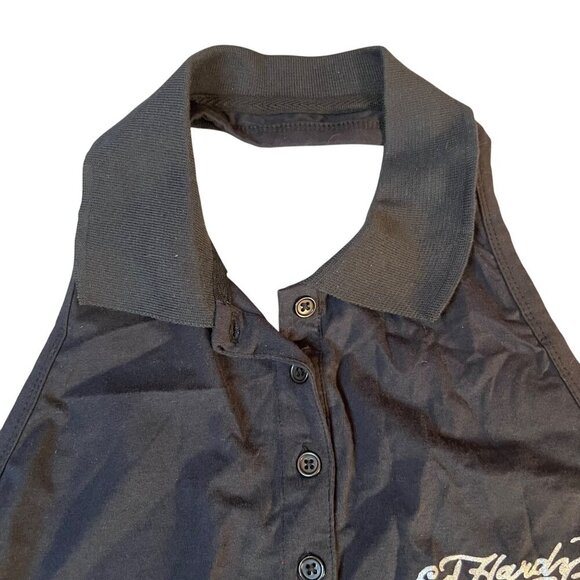 RARE Ed Hardy Womens Vintage Y2K Tattoo Wear Halter Collar Button Cotton T Large - Picture 4 of 10